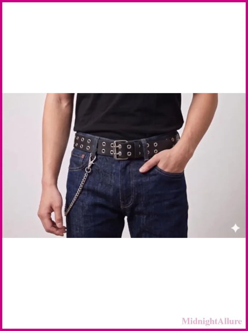Double Grommet Belt 1.5 Inch Wide Stainless Steel Buckle